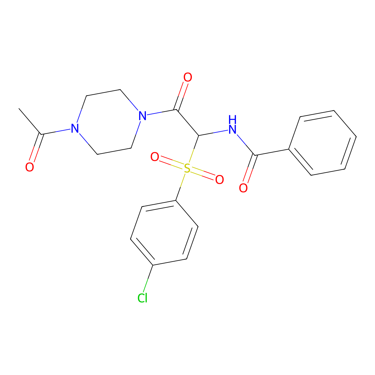 N-{2-(4-acetylpiperazinyl)-1-[(4-chlorophenyl)sulfonyl]-2-oxoethyl}benzamide molecular structure, CAS 1043006-84-3