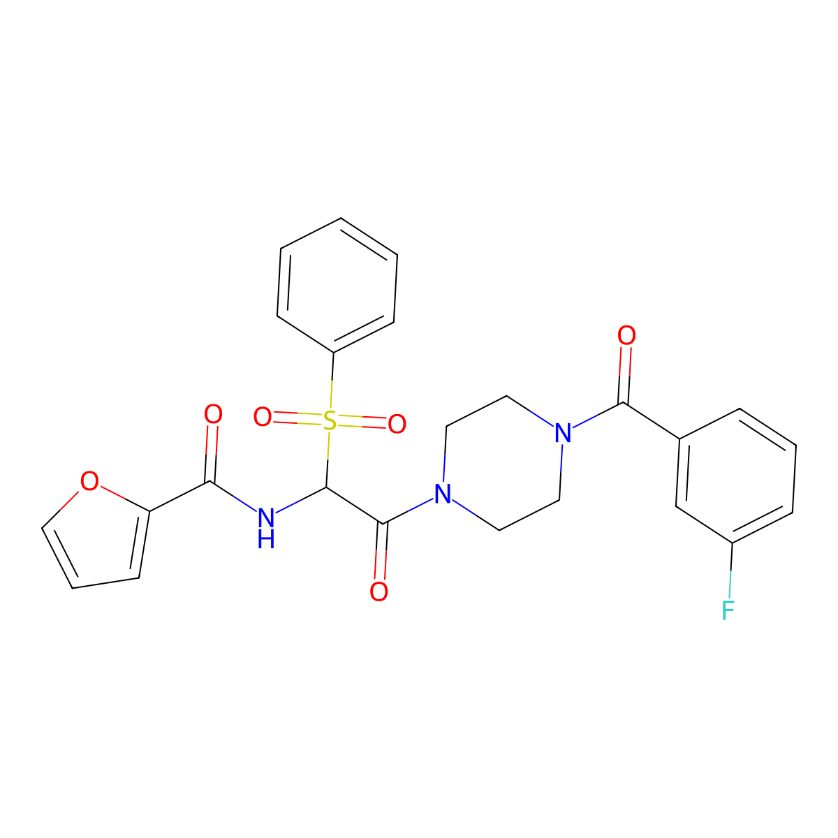 N-[1-(benzenesulfonyl)-2-[4-(3-fluorobenzoyl)piperazin-1-yl]-2-oxoethyl]furan-2-carboxamide molecular structure, CAS 1043008-04-3