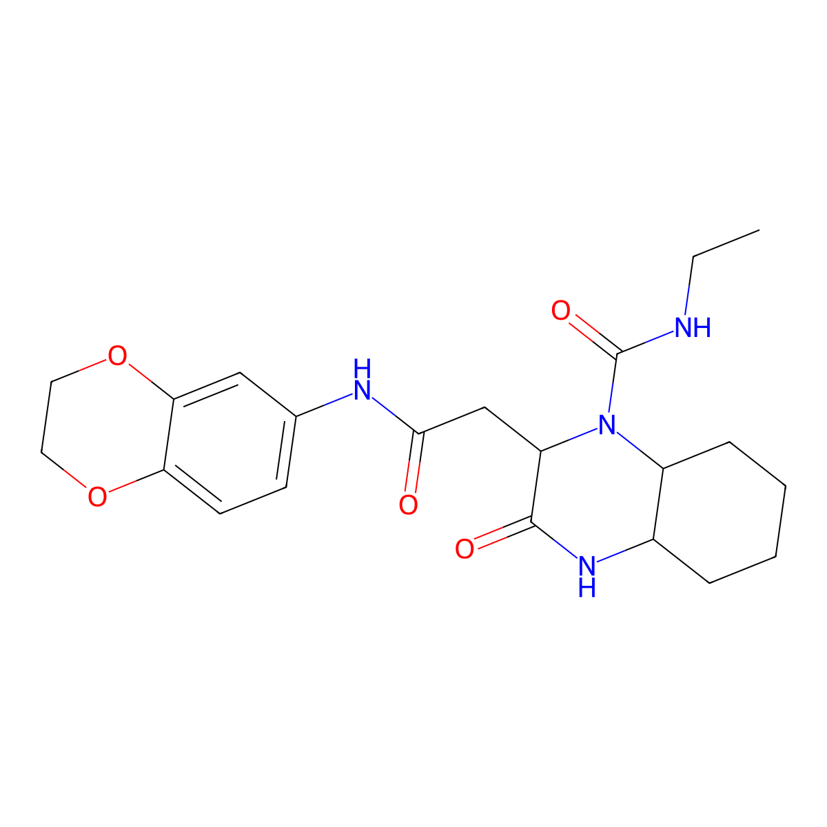 2-[2-(2,3-dihydro-1,4-benzodioxin-6-ylamino)-2-oxoethyl]-N-ethyl-3-oxooctahydroquinoxaline-1(2H)-carboxamide molecular structure, CAS 1043010-31-6
