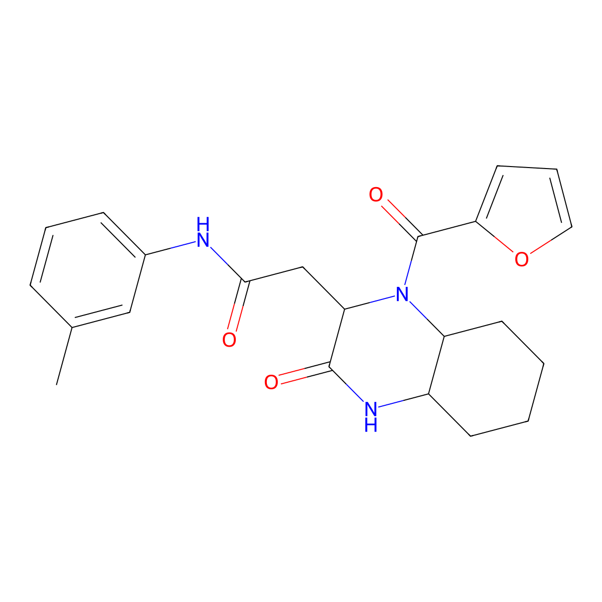 2-[1-(furan-2-ylcarbonyl)-3-oxodecahydroquinoxalin-2-yl]-N-(3-methylphenyl)acetamide molecular structure, CAS 1043010-48-5