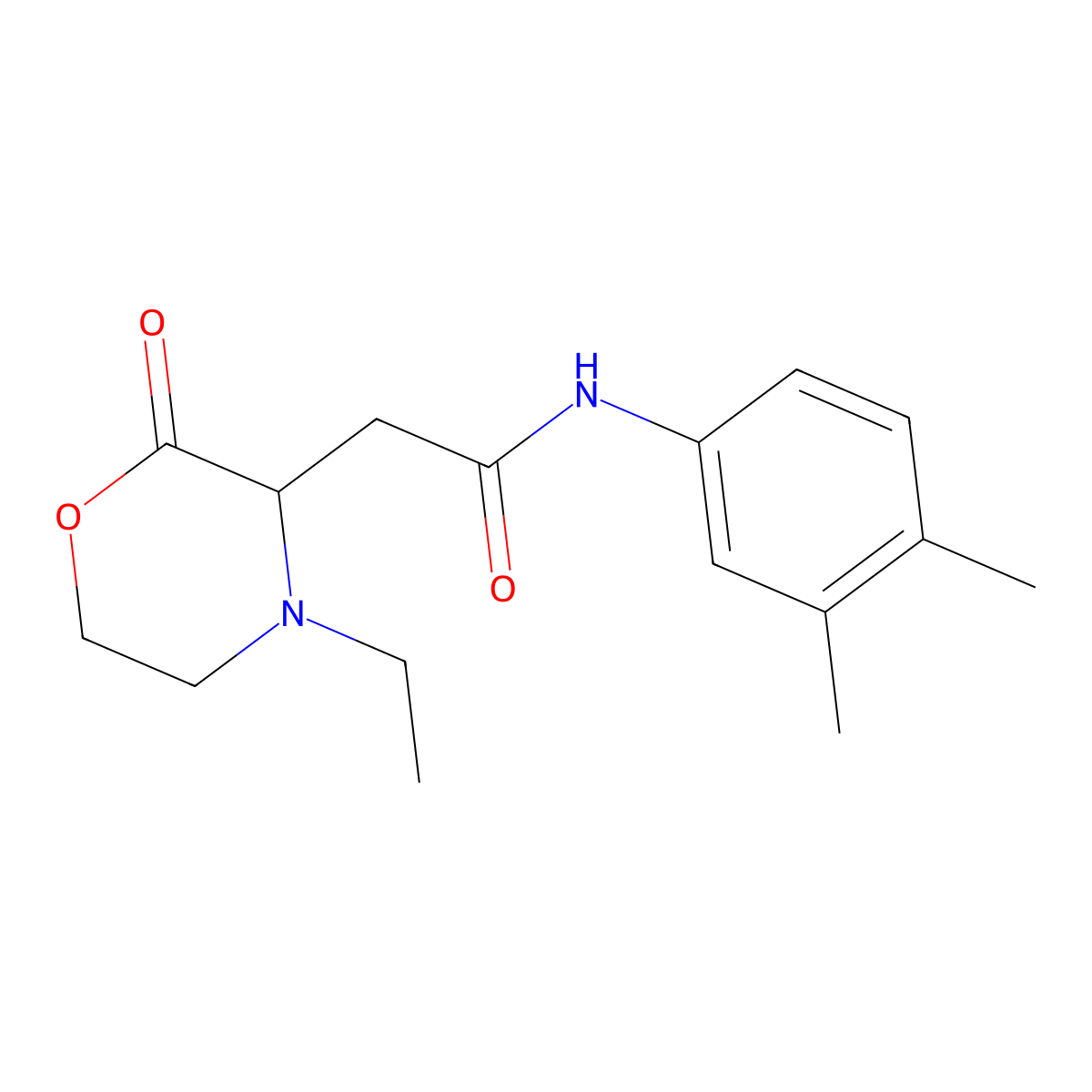N-(3,4-dimethylphenyl)-2-(4-ethyl-2-oxomorpholin-3-yl)acetamide molecular structure, CAS 1043010-96-3
