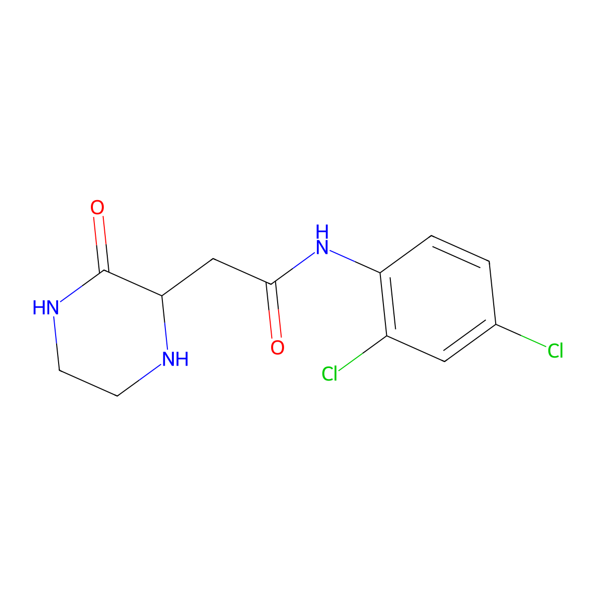 N-(2,4-dichlorophenyl)-2-(3-oxopiperazin-2-yl)acetamide molecular structure, CAS 1043011-06-8