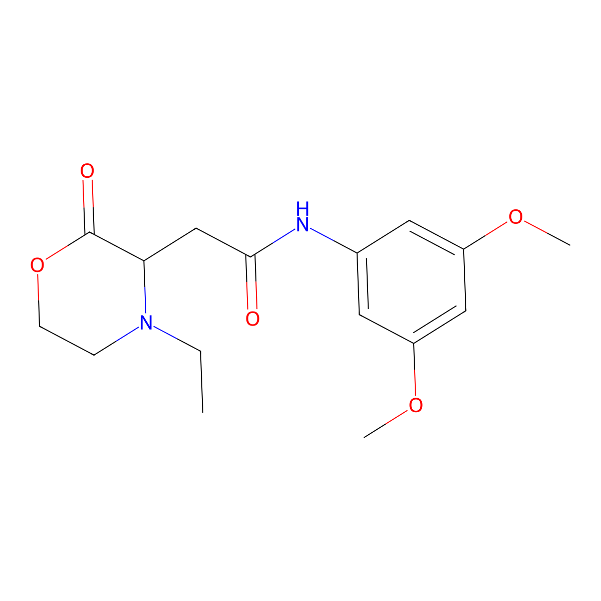 N-(3,5-dimethoxyphenyl)-2-(4-ethyl-2-oxomorpholin-3-yl)acetamide molecular structure, CAS 1043011-12-6