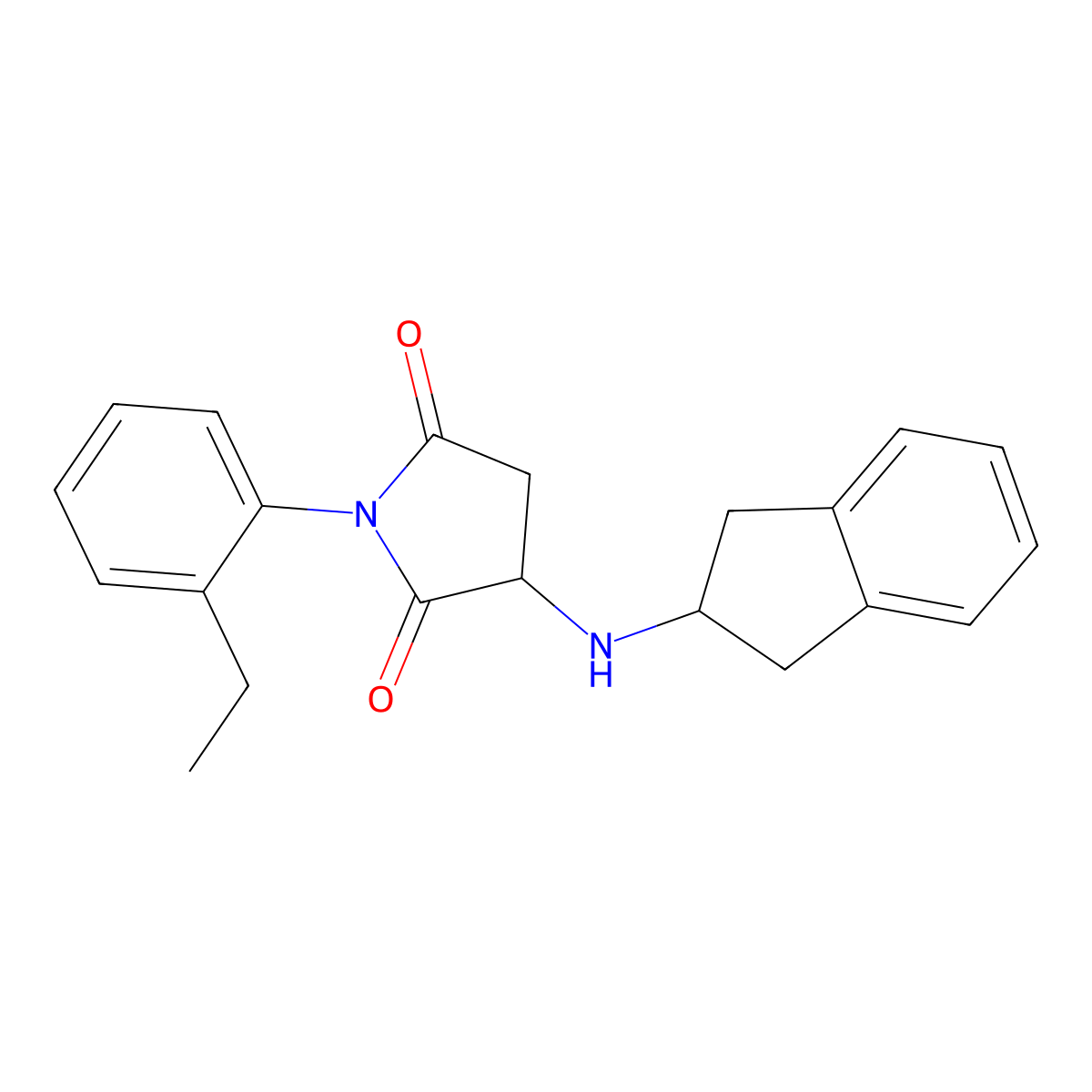 3-(2,3-dihydro-1H-inden-2-ylamino)-1-(2-ethylphenyl)pyrrolidine-2,5-dione molecular structure, CAS 1043011-42-2