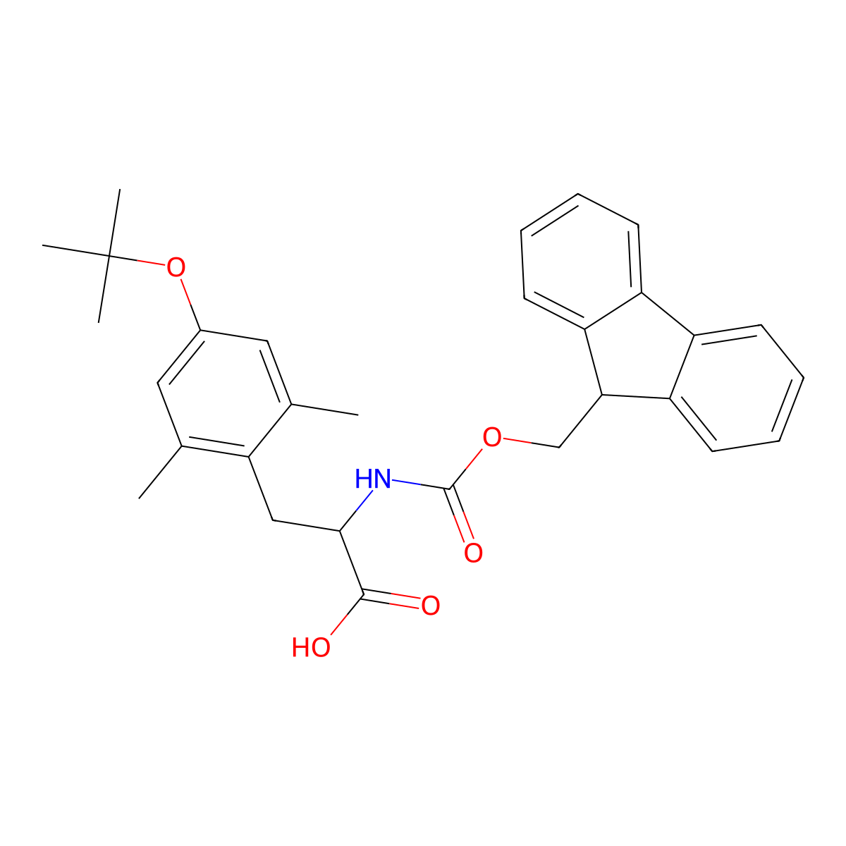 (S)-2-((((9H-Fluoren-9-yl)methoxy)carbonyl)amino)-3-(4-(tert-butoxy)-2,6-dimethylphenyl)propanoic acid molecular structure, CAS 1043043-79-3