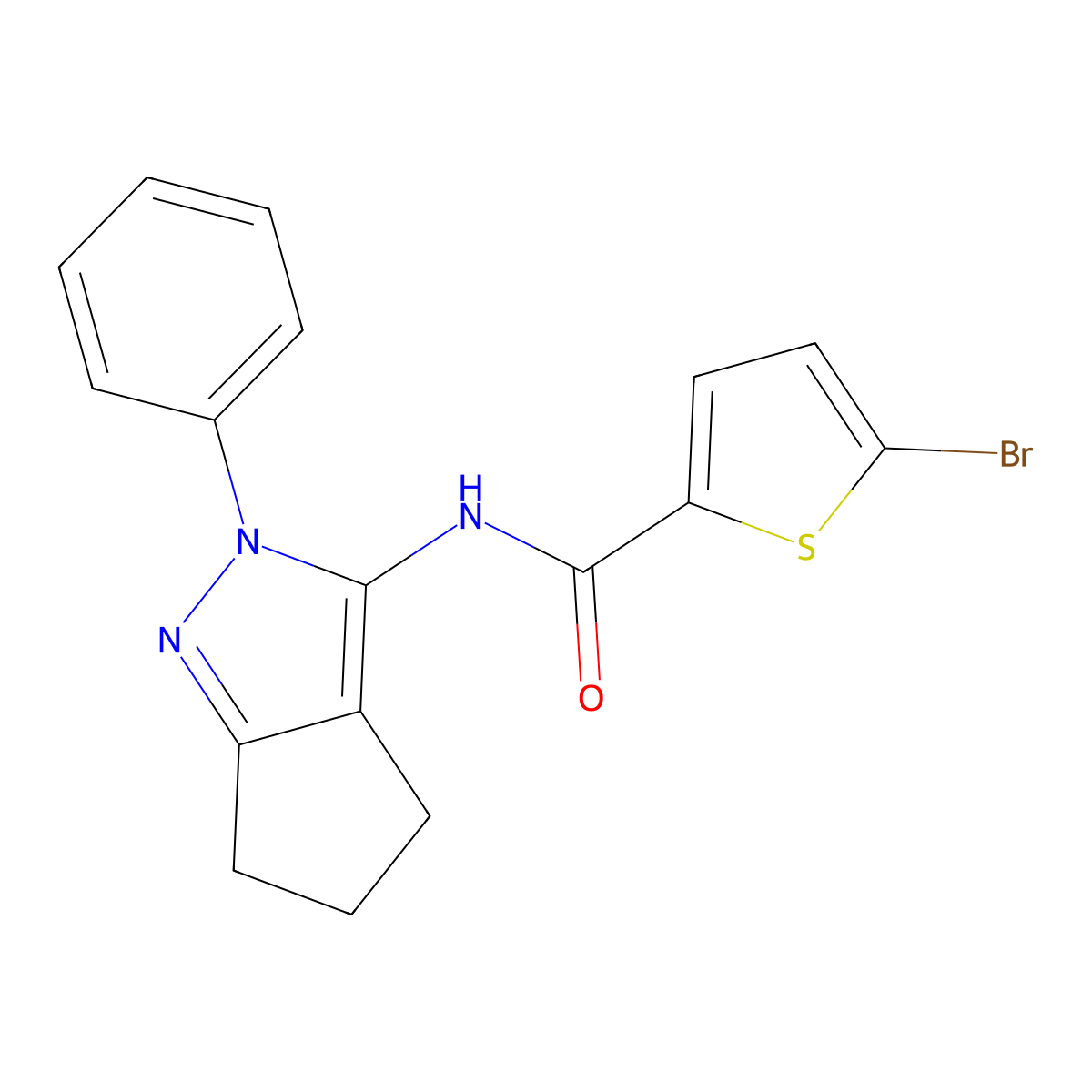 5-bromo-N-{2-phenyl-2H,4H,5H,6H-cyclopenta[c]pyrazol-3-yl}thiophene-2-carboxamide molecular structure, CAS 1043063-62-2