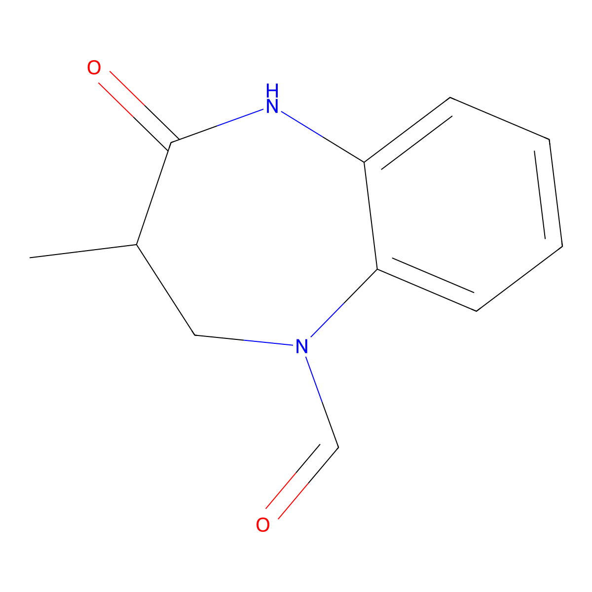 1H-1,5-Benzodiazepine-1-carboxaldehyde, 2,3,4,5-tetrahydro-3-methyl-4-oxo- molecular structure, CAS 104310-02-3