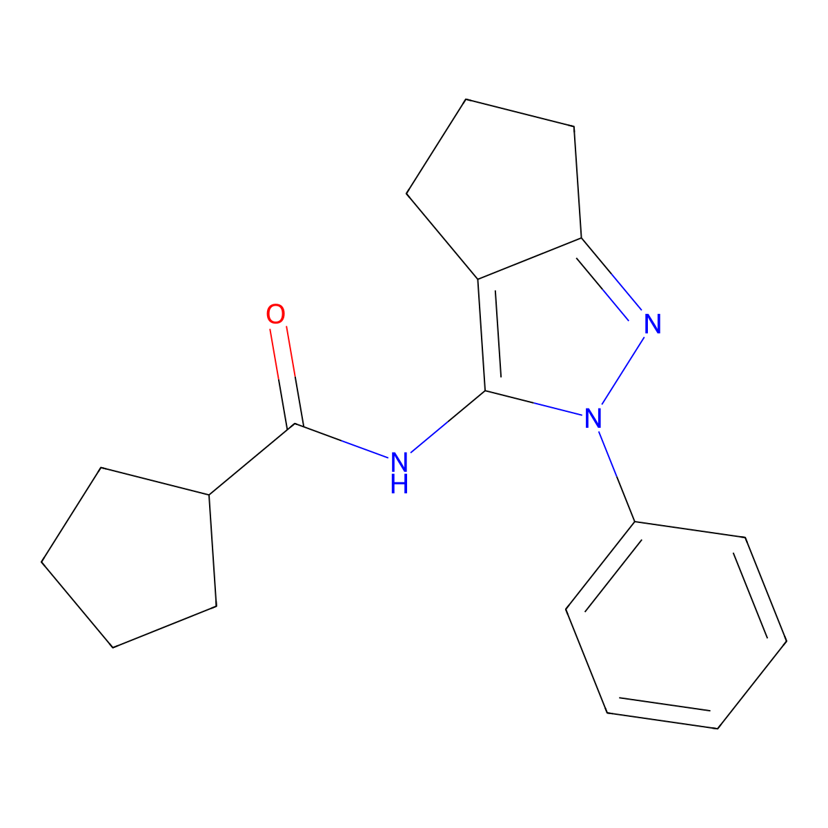 N-{2-phenyl-2H,4H,5H,6H-cyclopenta[c]pyrazol-3-yl}cyclopentanecarboxamide molecular structure, CAS 1043104-08-0