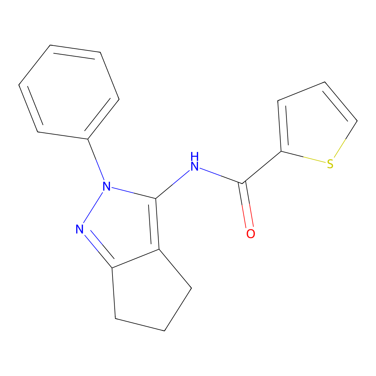 N-{2-phenyl-2H,4H,5H,6H-cyclopenta[c]pyrazol-3-yl}thiophene-2-carboxamide molecular structure, CAS 1043104-29-5