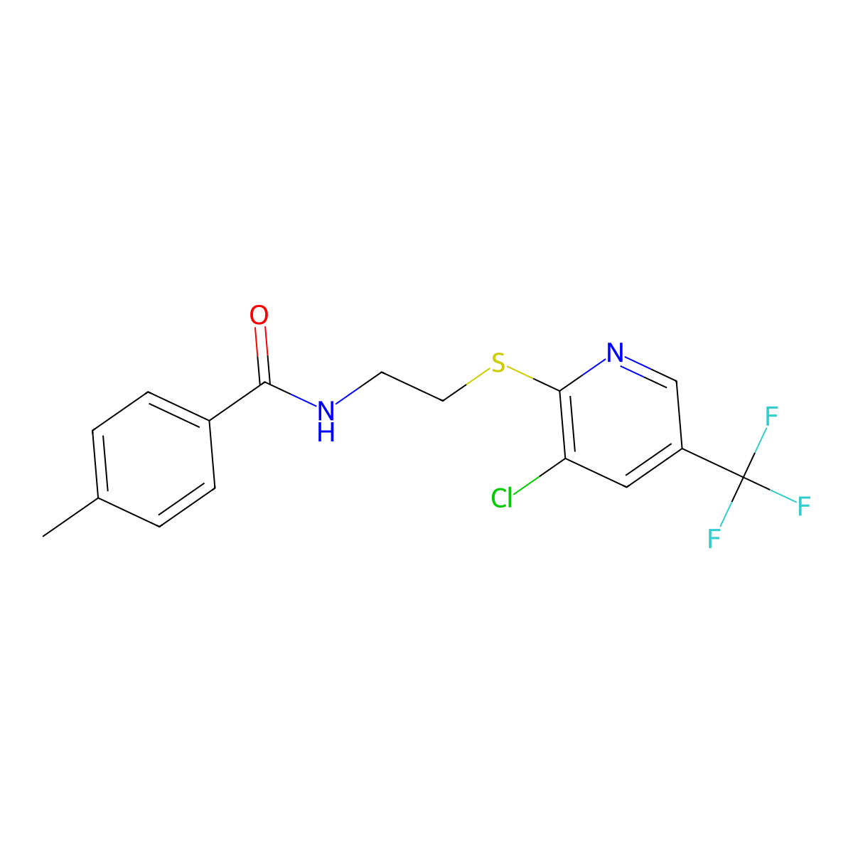N-(2-{[3-chloro-5-(trifluoromethyl)pyridin-2-yl]sulfanyl}ethyl)-4-methylbenzamide molecular structure, CAS 1043106-60-0