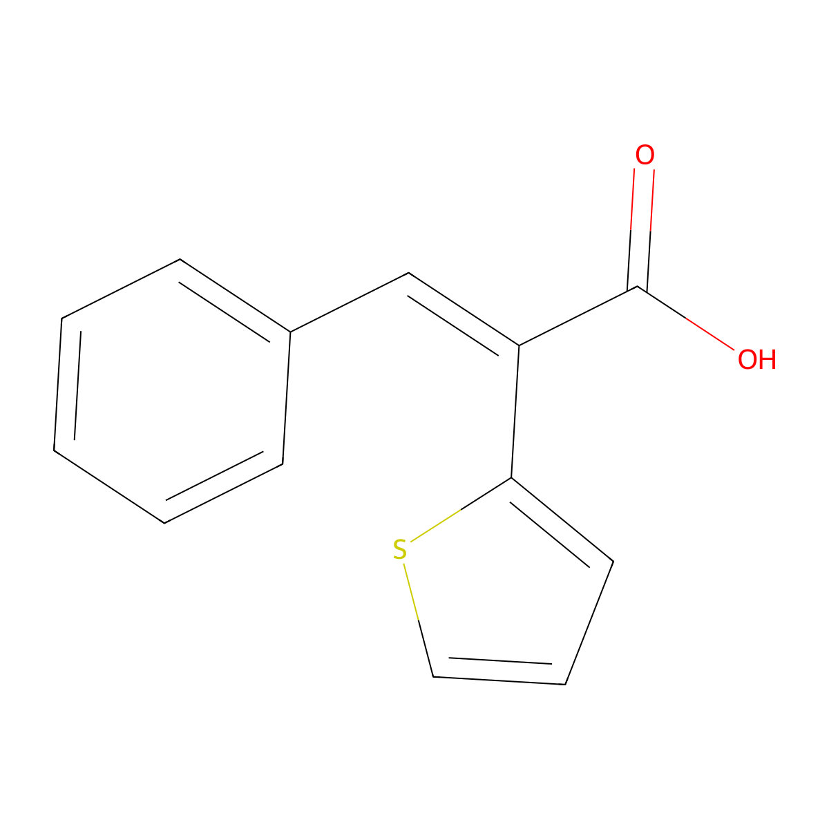 (2E)-3-phenyl-2-thien-2-ylacrylic acid molecular structure, CAS 104314-03-6