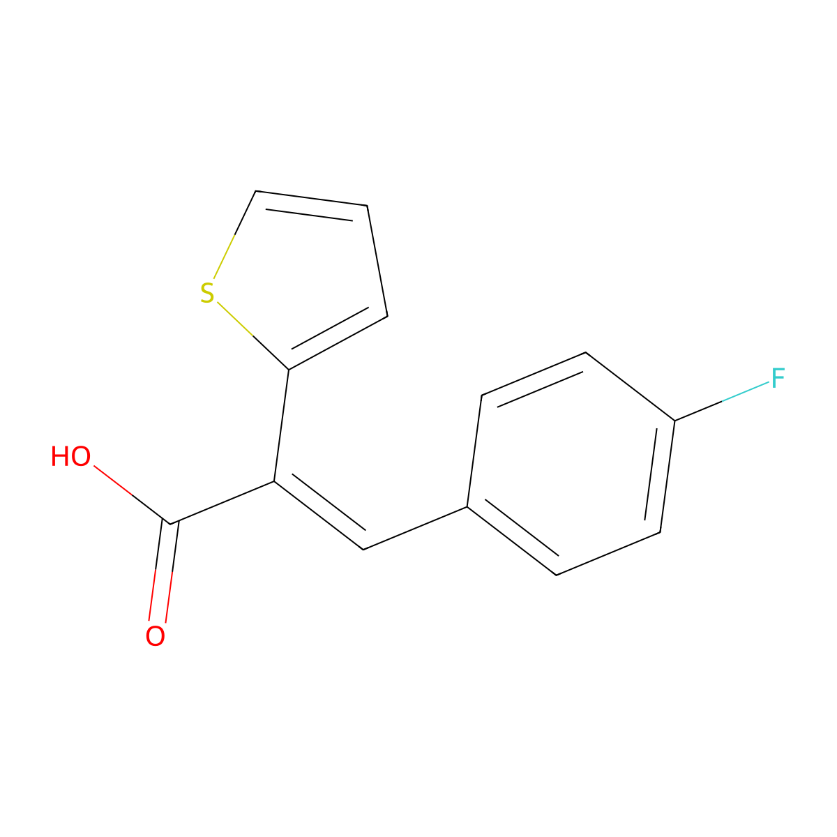 3-(4-Fluorophenyl)-2-thiophen-2-ylprop-2-enoic acid molecular structure, CAS 104314-04-7