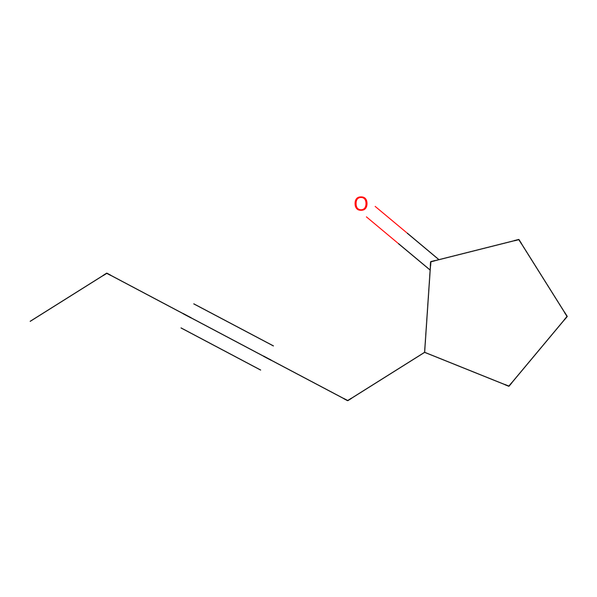 Cyclopentanone, 2-(2-pentyn-1-yl)- molecular structure, CAS 104314-92-3