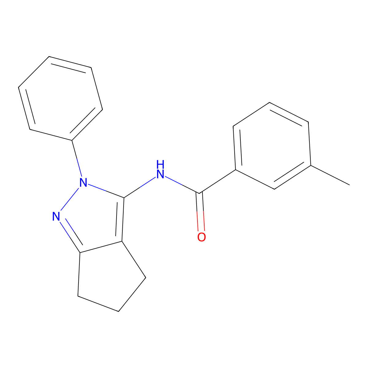 3-methyl-N-{2-phenyl-2H,4H,5H,6H-cyclopenta[c]pyrazol-3-yl}benzamide molecular structure, CAS 1043141-89-4