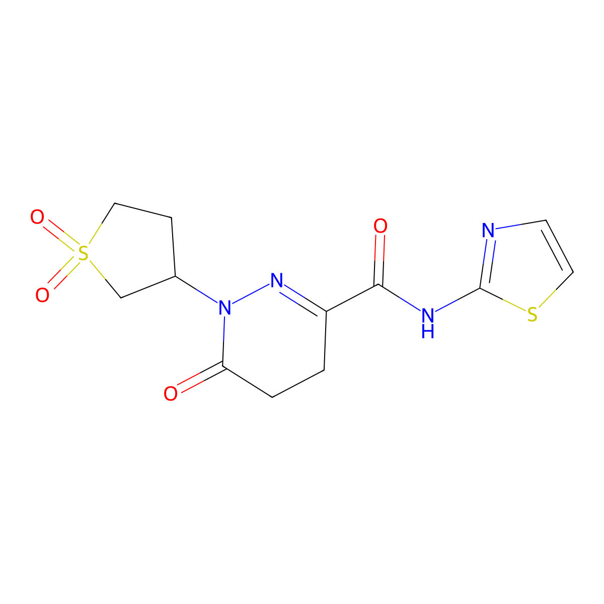 1-(1,1-dioxidotetrahydrothiophen-3-yl)-6-oxo-N-(1,3-thiazol-2-yl)-1,4,5,6-tetrahydropyridazine-3-carboxamide molecular structure, CAS 1043143-52-7