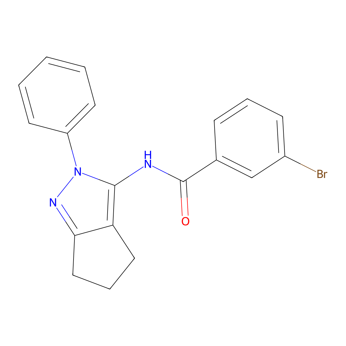 3-bromo-N-(2-phenyl-2,4,5,6-tetrahydrocyclopenta[c]pyrazol-3-yl)benzamide molecular structure, CAS 1043162-52-2