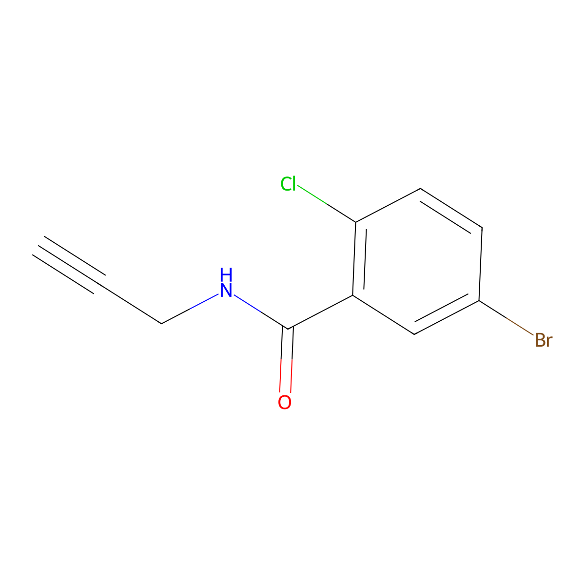 5-bromo-2-chloro-N-(prop-2-yn-1-yl)benzamide molecular structure, CAS 1043190-07-3