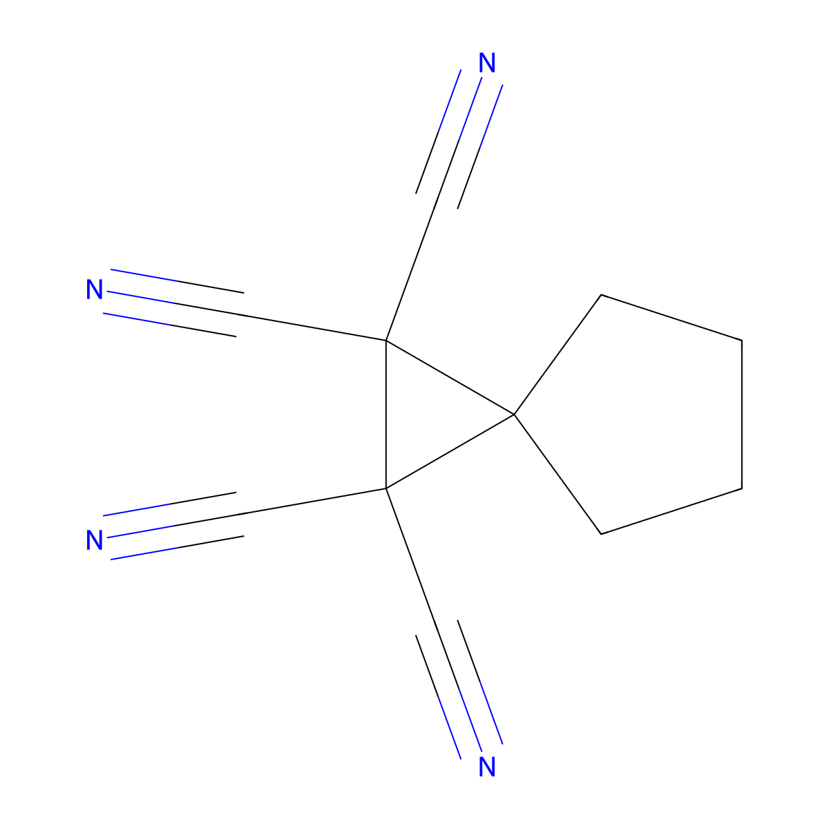 Spiro(2.4)heptane-1,1,2,2-tetracarbonitrile molecular structure, CAS 10432-35-6