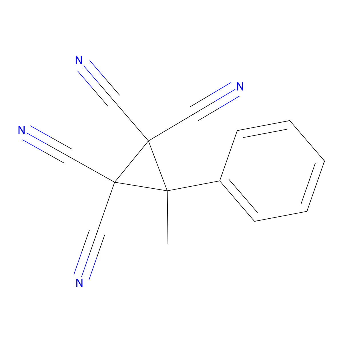 3-Methyl-3-phenylcyclopropane-1,1,2,2-tetracarbonitrile molecular structure, CAS 10432-47-0
