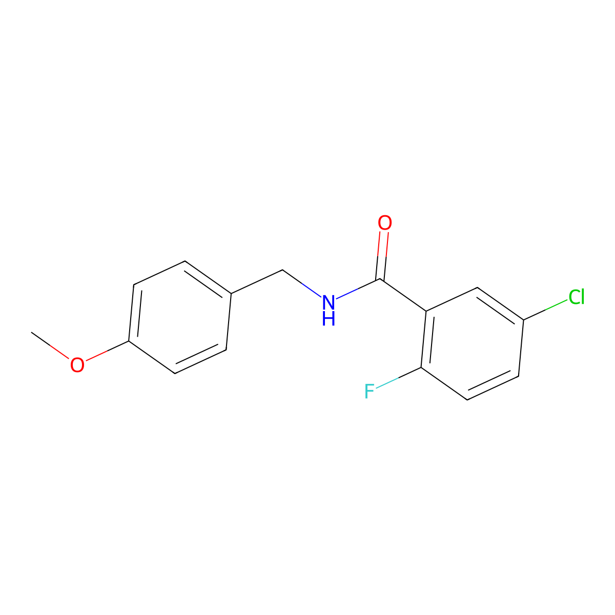 5-chloro-2-fluoro-N-[(4-methoxyphenyl)methyl]benzamide molecular structure, CAS 1043254-60-9