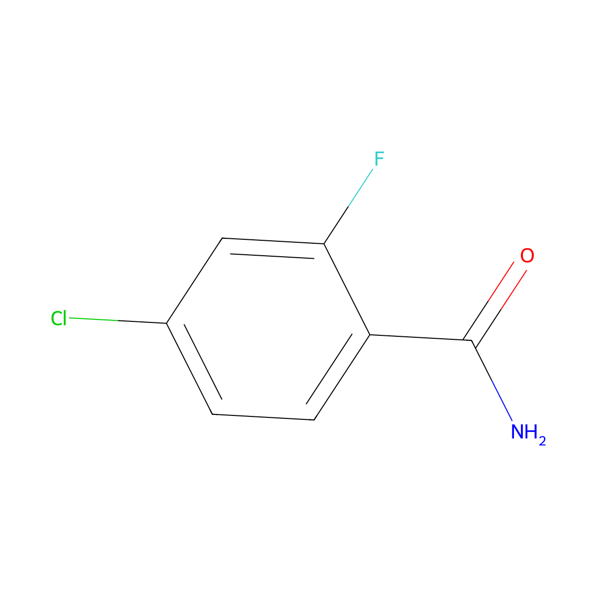 4-Chloro-2-fluorobenzamide molecular structure, CAS 104326-93-4