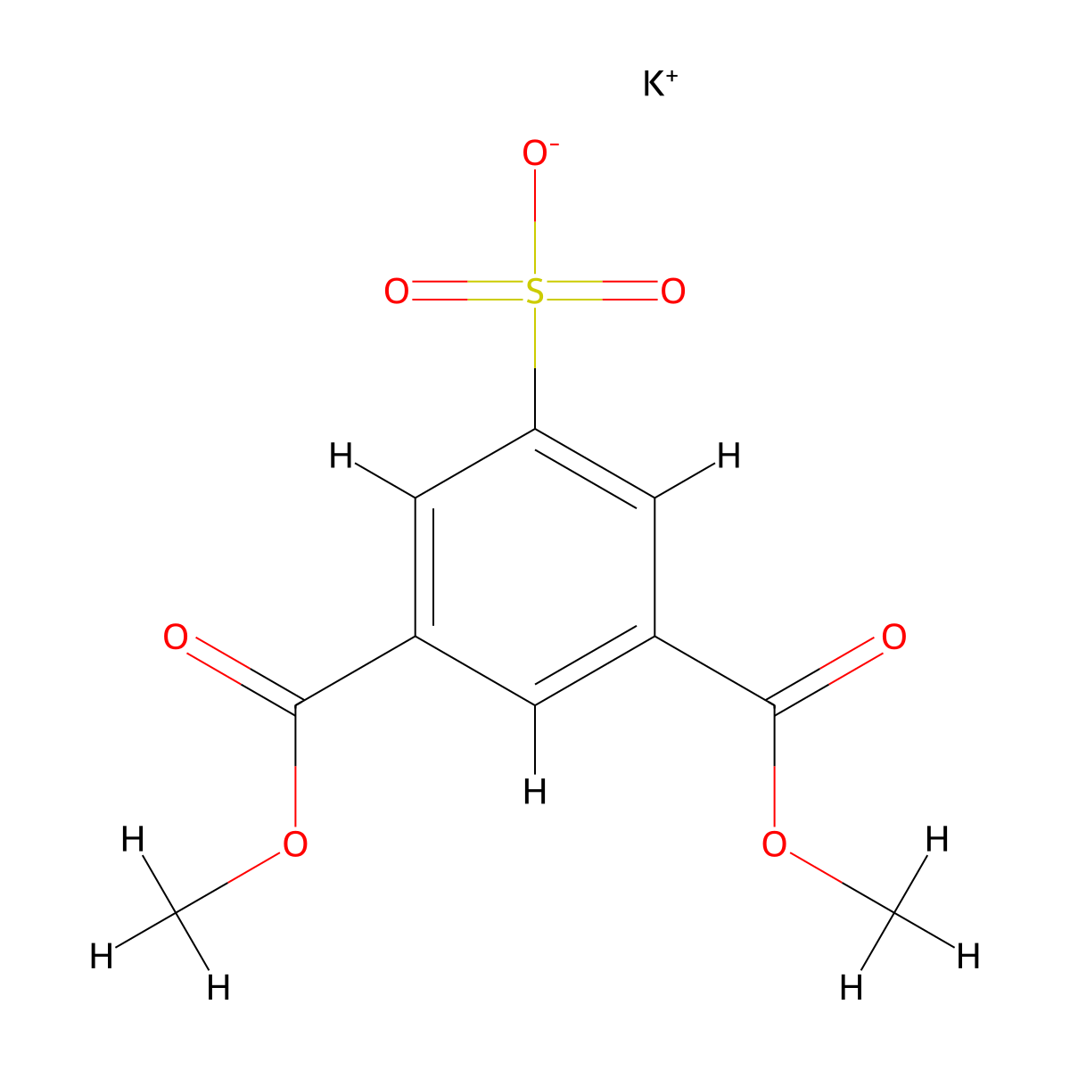 1,3-Benzenedicarboxylic acid, 5-sulfo-, 1,3-dimethyl ester, potassium salt (1:1) molecular structure, CAS 10433-41-7
