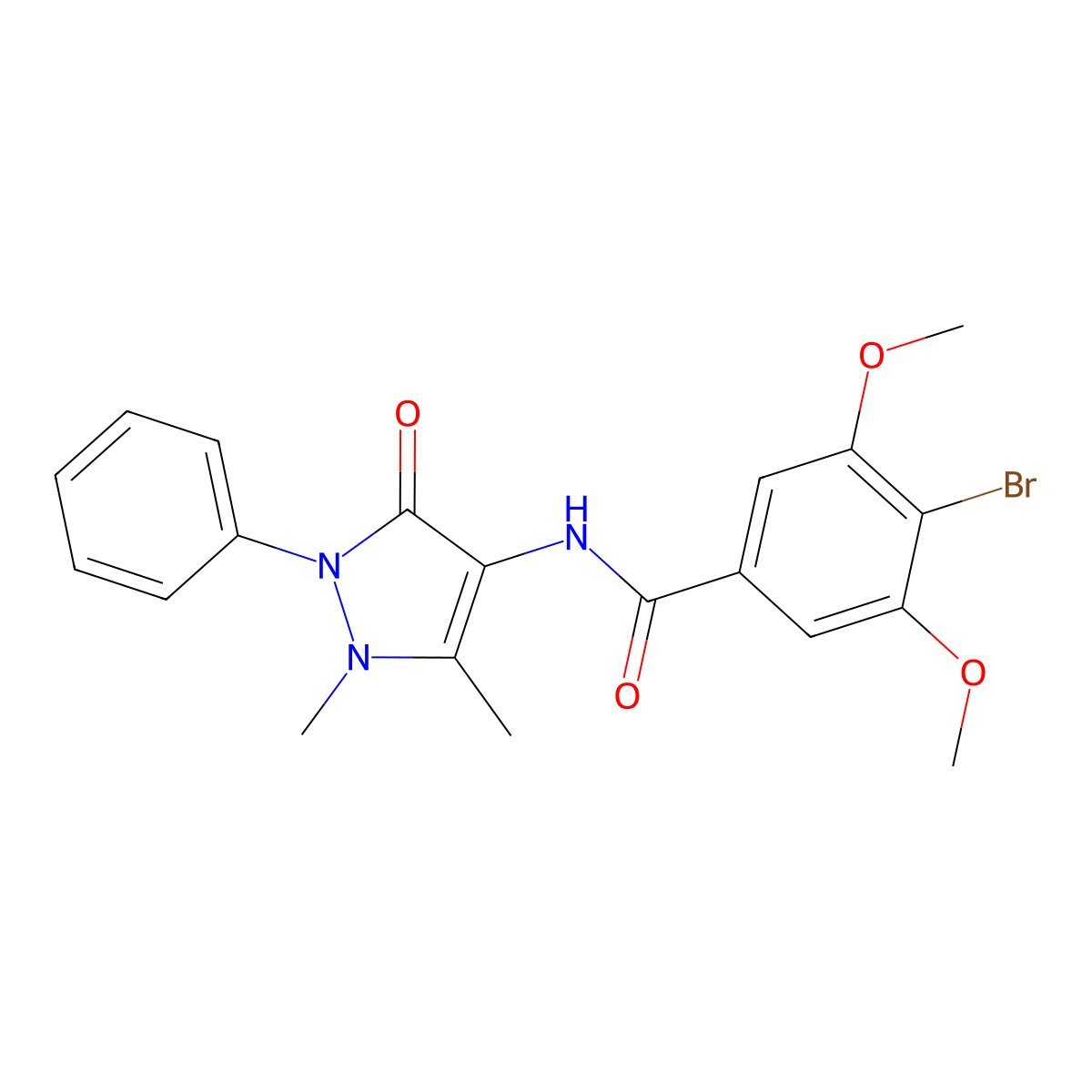 4-bromo-N-(1,5-dimethyl-3-oxo-2-phenyl-2,3-dihydro-1H-pyrazol-4-yl)-3,5-dimethoxybenzamide molecular structure, CAS 1043310-82-2
