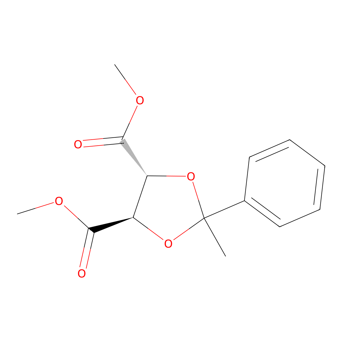 Dimethyl (4R,5R)-2-Methyl-2-phenyl-1,3-dioxolane-4,5-dicarboxylate molecular structure, CAS 104333-83-7