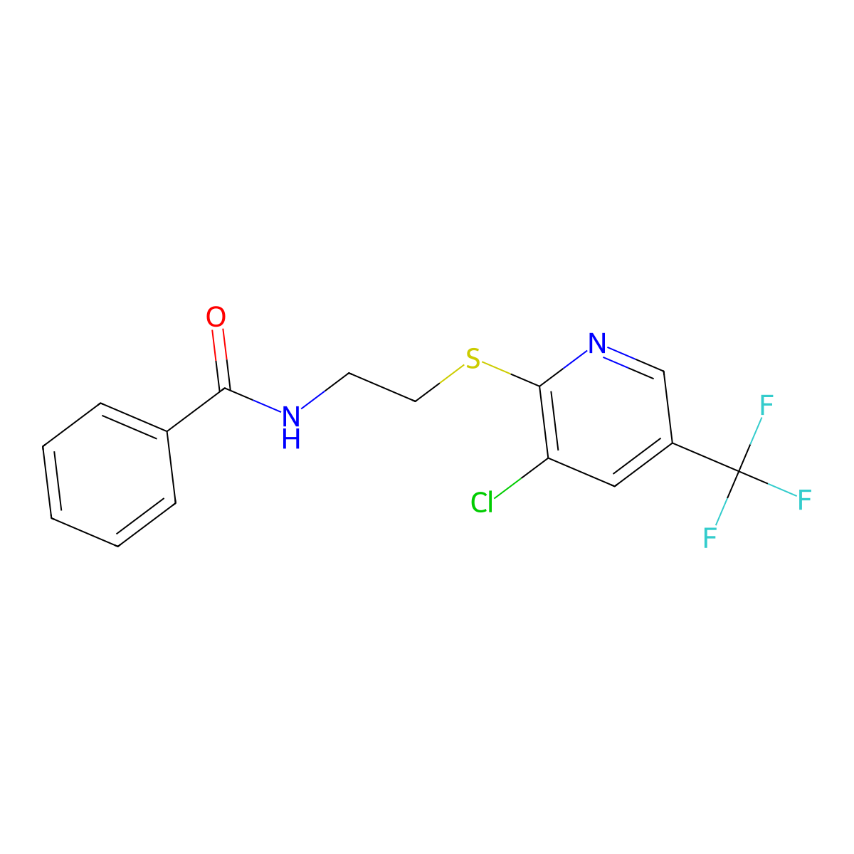 N-(2-{[3-chloro-5-(trifluoromethyl)pyridin-2-yl]sulfanyl}ethyl)benzamide molecular structure, CAS 1043330-64-8