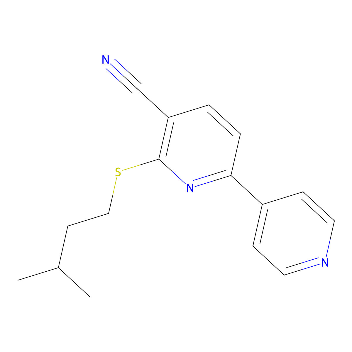 2-(3-Methylbutylthio)-6-(4-pyridyl)pyridine-3-carbonitrile molecular structure, CAS 1043386-85-1