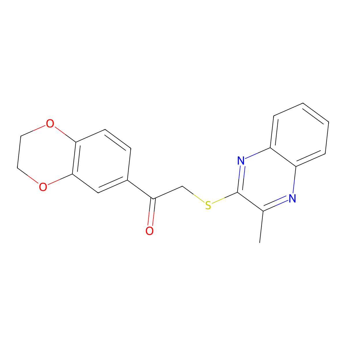 1-(2,3-Dihydro-1,4-benzodioxin-6-yl)-2-[(3-methylquinoxalin-2-yl)sulfanyl]ethan-1-one molecular structure, CAS 1043388-74-4
