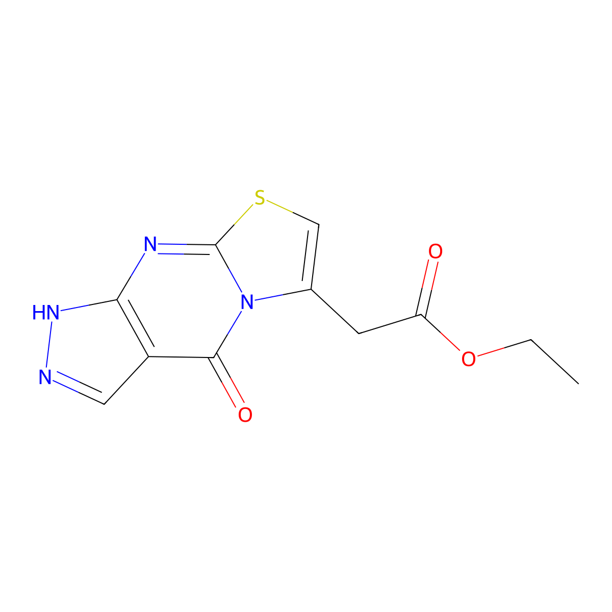 Ethyl 2-(4-oxo-1,4-dihydropyrazolo[3,4-d]thiazolo[3,2-a]pyrimidin-6-yl)acetate molecular structure, CAS 1043389-62-3