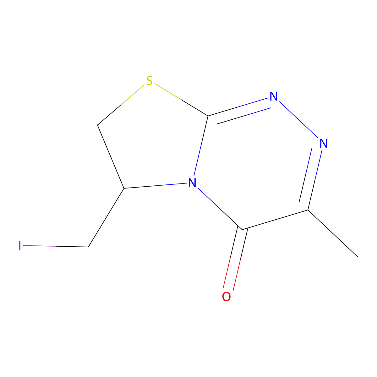 6-(iodomethyl)-3-methyl-6,7-dihydro-4H-thiazolo[2,3-c][1,2,4]triazin-4-one molecular structure, CAS 1043389-64-5