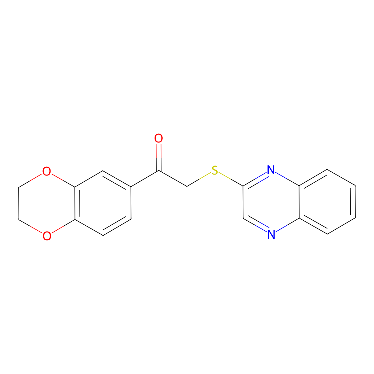 1-(2,3-Dihydro-1,4-benzodioxin-6-yl)-2-(quinoxalin-2-ylsulfanyl)ethan-1-one molecular structure, CAS 1043389-86-1
