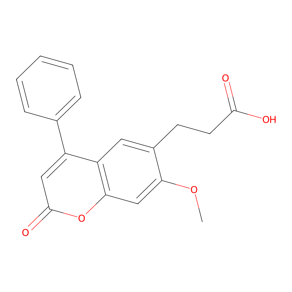 3-(7-methoxy-2-oxo-4-phenyl-2H-chromen-6-yl)propanoic acid molecular structure, CAS 1043390-26-6