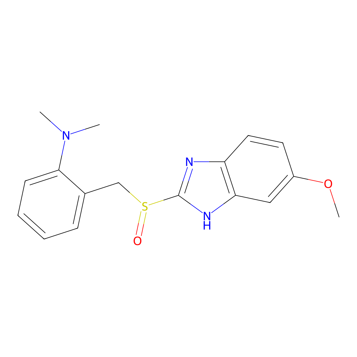 2-(((6-Methoxy-1H-benzimidazol-2-yl)sulfinyl)methyl)-N,N-dimethylbenzenamine molecular structure, CAS 104340-41-2