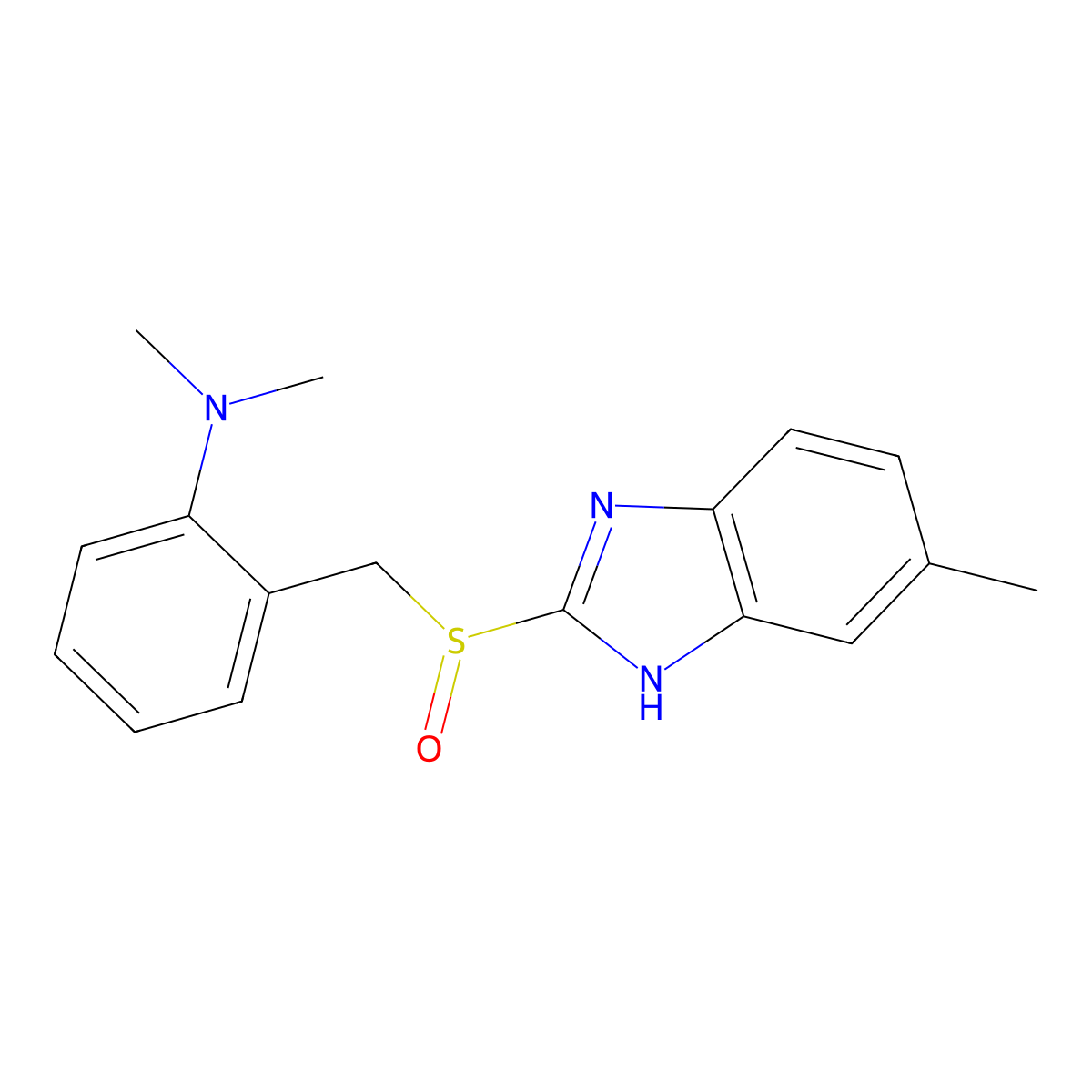 N,N-dimethyl-2-[(6-methyl-1H-benzimidazol-2-yl)sulfinylmethyl]aniline molecular structure, CAS 104340-52-5