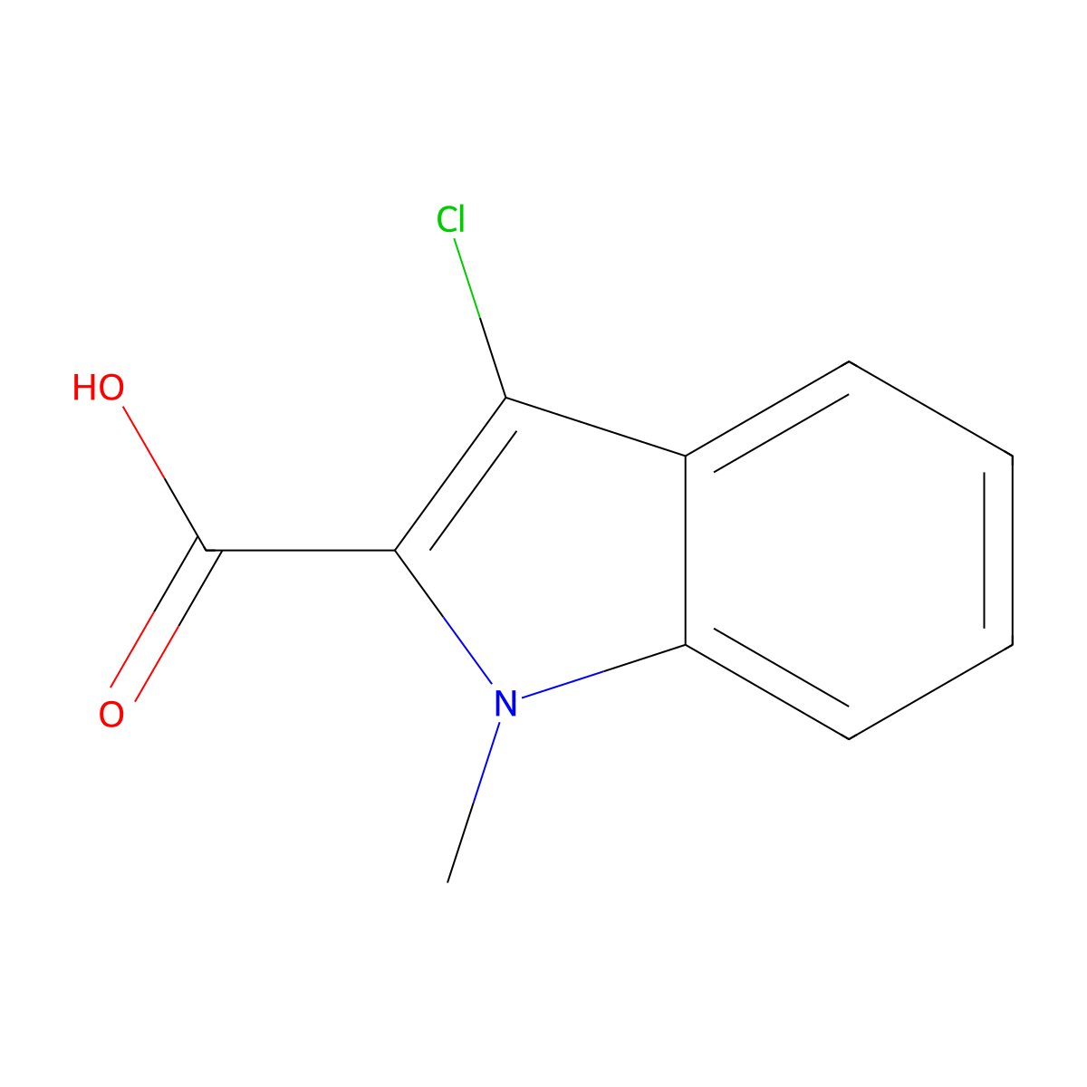 3-chloro-1-methyl-1H-indole-2-carboxylic acid molecular structure, CAS 1043420-84-3