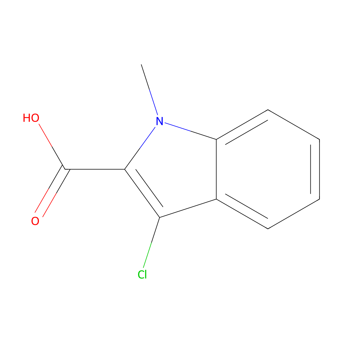3-chloro-1-methyl-1H-indole-2-carboxylic acid molecular structure, CAS 1043420-84-3