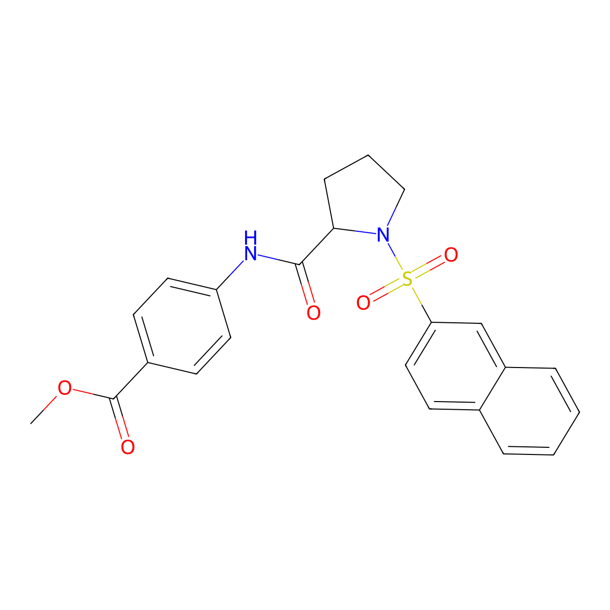 Methyl 4-{[1-(naphthalen-2-ylsulfonyl)prolyl]amino}benzoate molecular structure, CAS 1043429-83-9