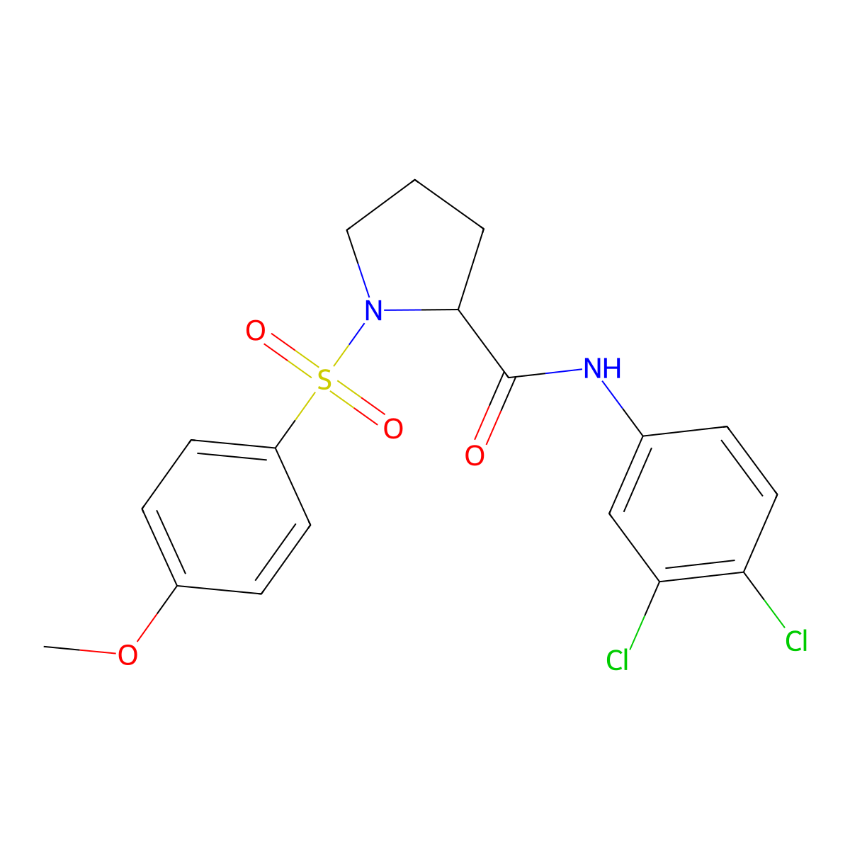 N-(3,4-dichlorophenyl)-1-[(4-methoxyphenyl)sulfonyl]prolinamide molecular structure, CAS 1043429-96-4