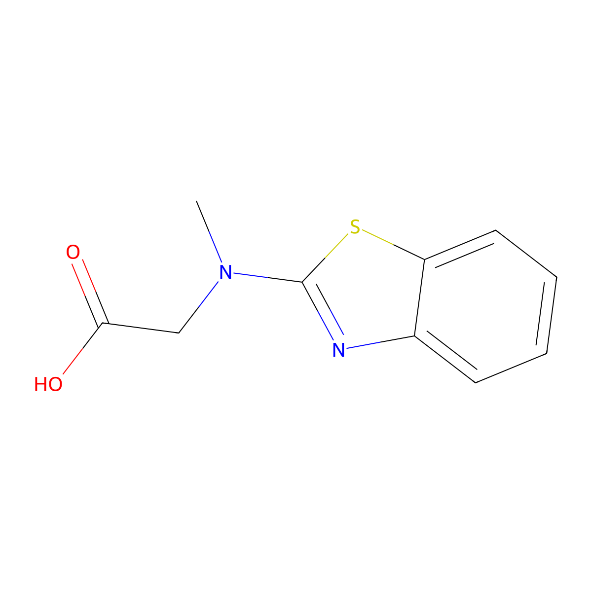 2-((1,3-Benzothiazol-2-yl)(methyl)amino)acetic acid molecular structure, CAS 104344-92-5