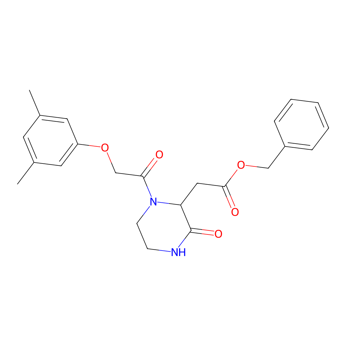 Benzyl {1-[(3,5-dimethylphenoxy)acetyl]-3-oxopiperazin-2-yl}acetate molecular structure, CAS 1043445-60-8