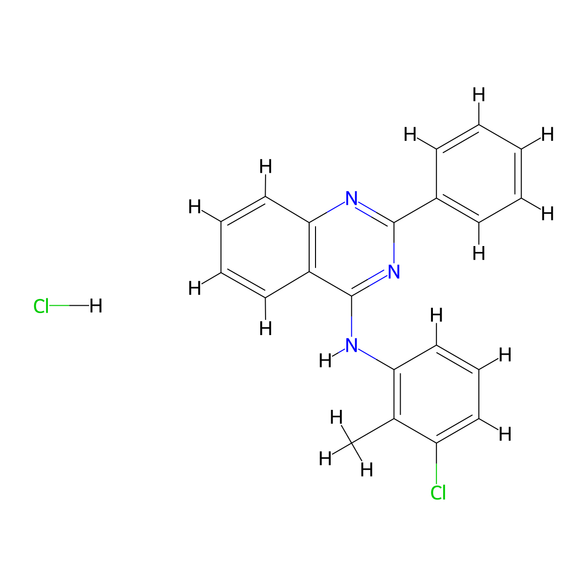 N-(3-chloro-2-methylphenyl)-2-phenylquinazolin-4-amine hydrochloride molecular structure, CAS 1043457-79-9
