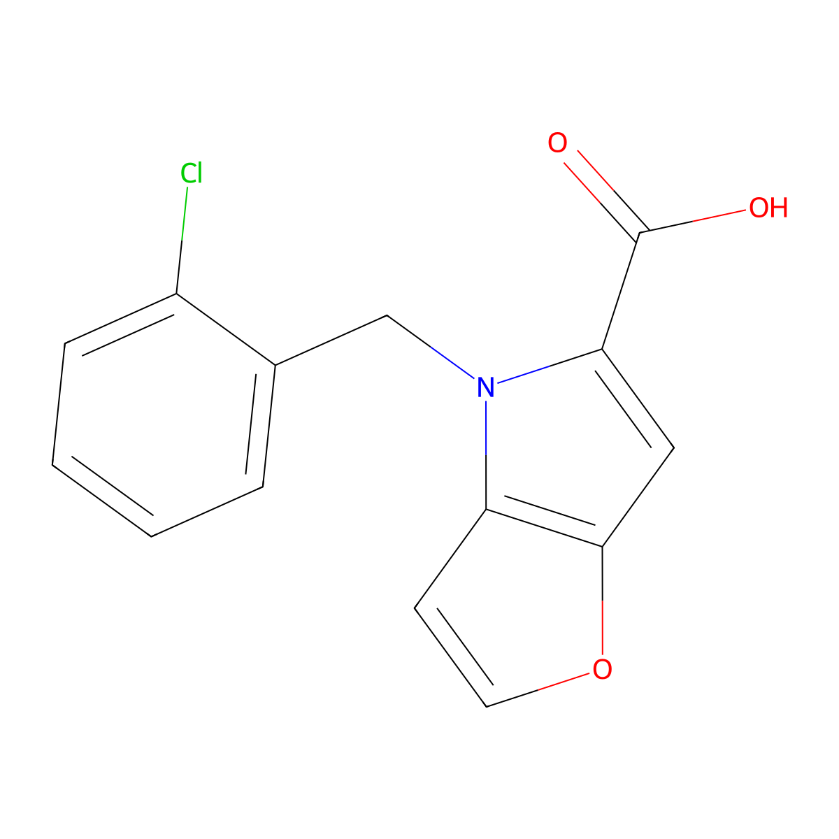 4-(2-chlorobenzyl)-4H-furo[3,2-b]pyrrole-5-carboxylic acid molecular structure, CAS 1043466-31-4