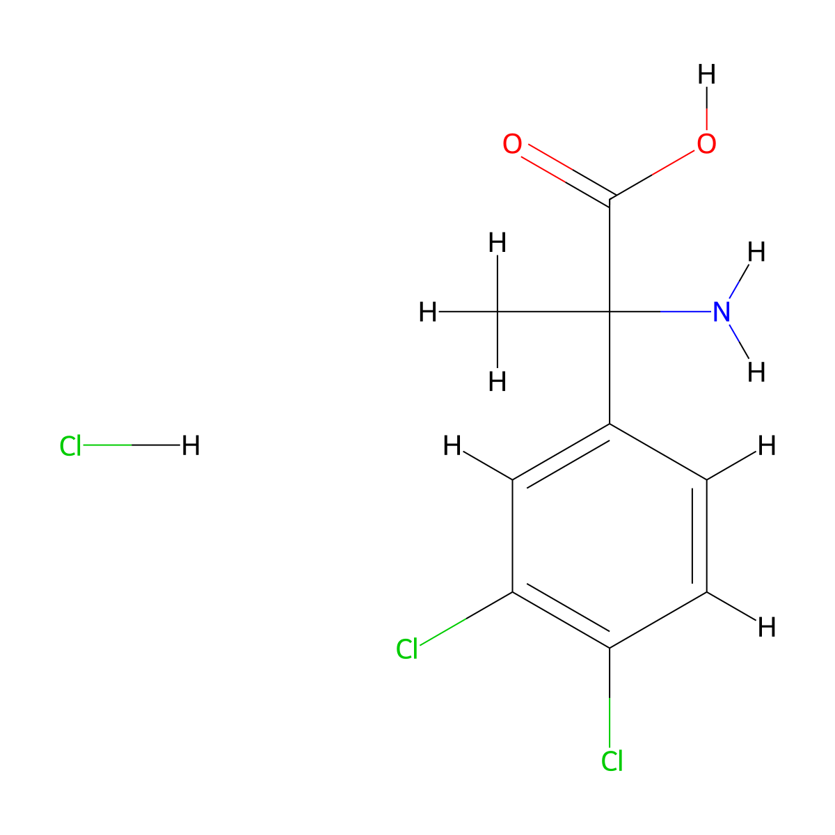 2-Amino-2-(3,4-dichlorophenyl)propanoic acid hcl molecular structure, CAS 1043499-27-9