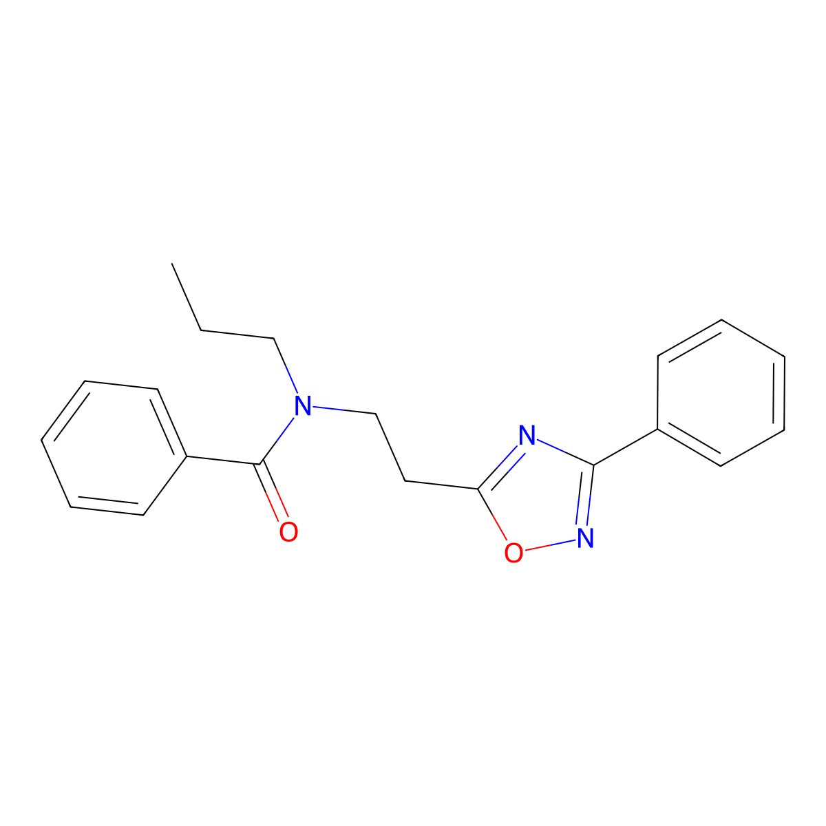 N-[2-(3-phenyl-1,2,4-oxadiazol-5-yl)ethyl]-N-propylbenzamide molecular structure, CAS 1043500-59-9