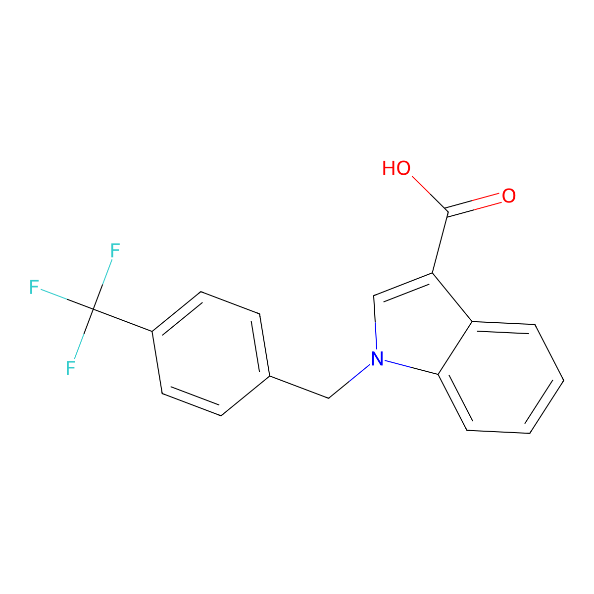 1-[4-(trifluoromethyl)benzyl]-1H-indole-3-carboxylic acid molecular structure, CAS 1043501-78-5