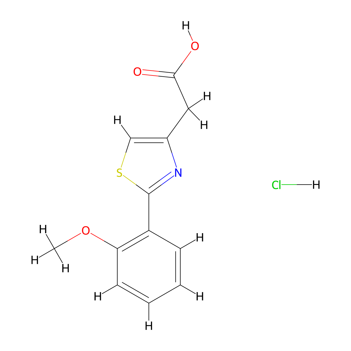 2-[2-(2-Methoxyphenyl)-1,3-thiazol-4-yl]acetic acid, chloride molecular structure, CAS 1043503-45-2