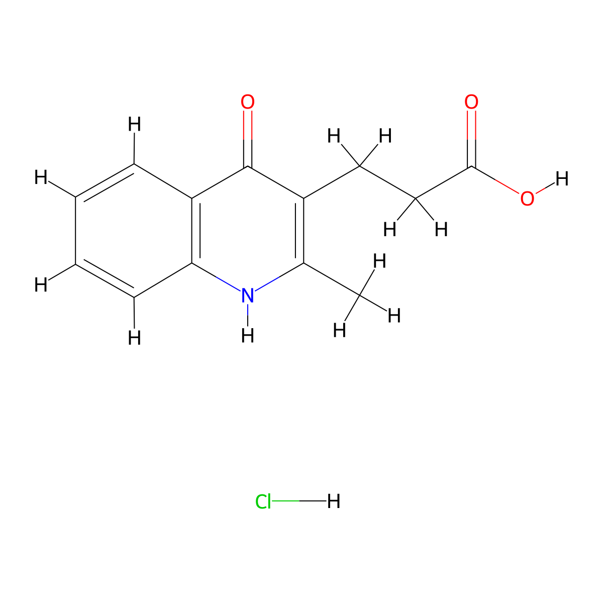3-(2-Methyl-4-oxo-1,4-dihydroquinolin-3-yl)propanoic acid hydrochloride molecular structure, CAS 1043503-54-3